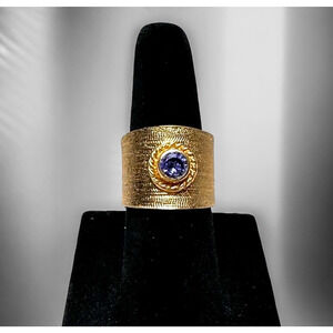 Dalia ID Sterling Silver 925 Vermeil Crafted Amethyst Color Stone Ring Size 5.25